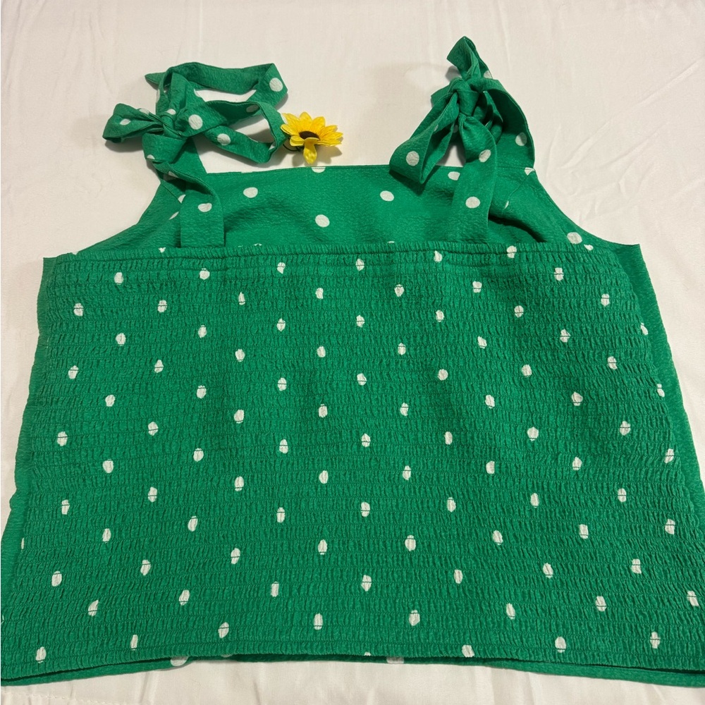 Polka Dot Tie-Strap Camisole in Green - Picture 6 of 13